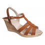 Sandale dama maro din piele naturala cu barete si platforma wedge S134M